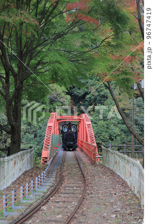 秋のマイントピア別子、打除鉄橋をゆく鉱山観光列車（帰路） 96747419