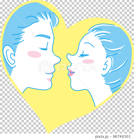 Men and women facing each other_heart_cyan yellow Men and women facing each other_heart_cyan yellow 96748301