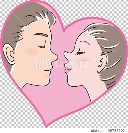 Men and women facing each other _ heart _ color 96748302