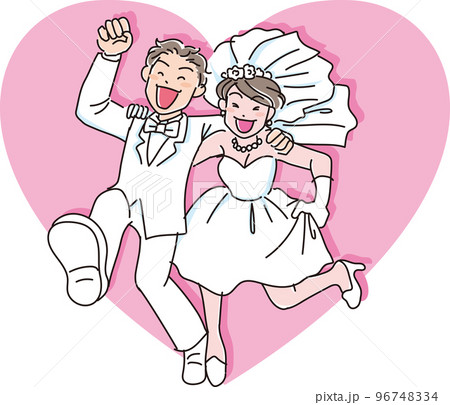 結婚_走る二人_ハート_カラー 結婚_走る二人_ハート_カラー 96748334
