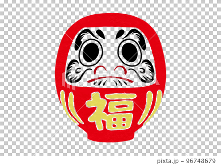 正面向きのだるまのイラスト(版画風) 正面向きのだるまのイラスト(版画風) 96748679
