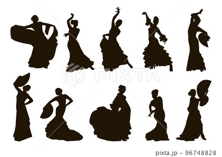 Silhouette flamenco. Women dancing flamenco 96748828