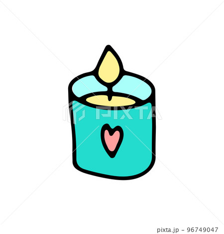 Cute Vector doodle candle in blue glass 96749047