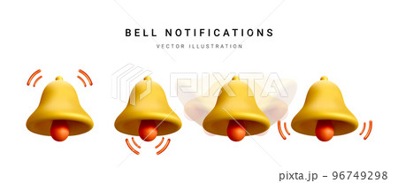 Set of 3d realistic bell isolated on white background. Vector illustration 96749298