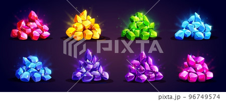 Game icons of precious gemstones piles Game icons of precious gemstones piles 96749574