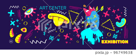 Art exhibition banner with contemporary portrait 96749638