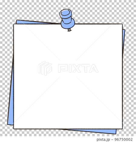 用圖釘固定的備忘錄紙的框架插圖 96750002