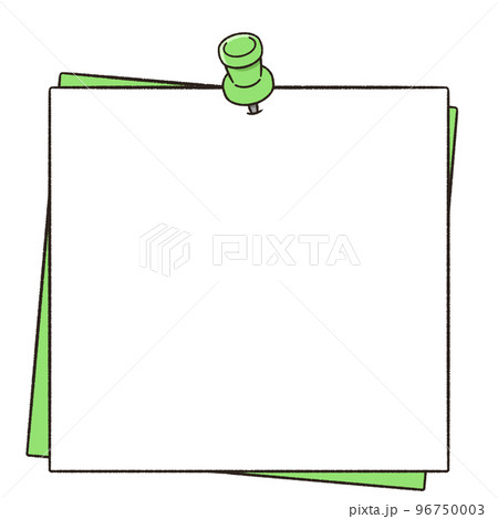 画鋲で留めたメモ用紙のフレームイラスト 画鋲で留めたメモ用紙のフレームイラスト 96750003