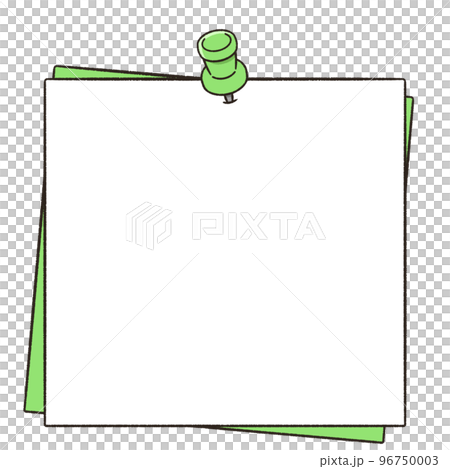 画鋲で留めたメモ用紙のフレームイラスト 画鋲で留めたメモ用紙のフレームイラスト 96750003
