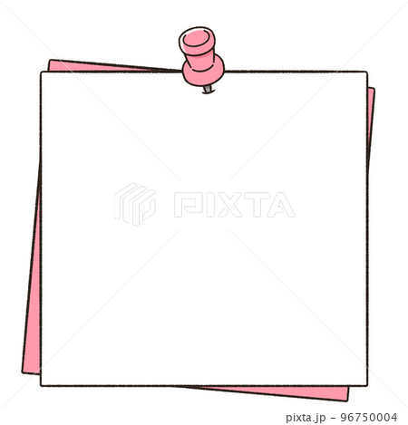 画鋲で留めたメモ用紙のフレームイラスト 画鋲で留めたメモ用紙のフレームイラスト 96750004
