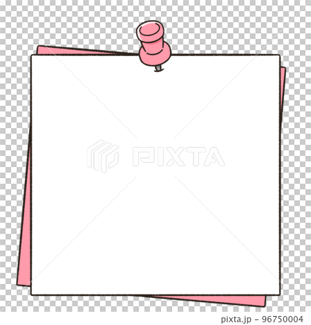 画鋲で留めたメモ用紙のフレームイラスト 画鋲で留めたメモ用紙のフレームイラスト 96750004