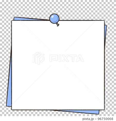 用圖釘固定的備忘錄紙的框架插圖 96750008