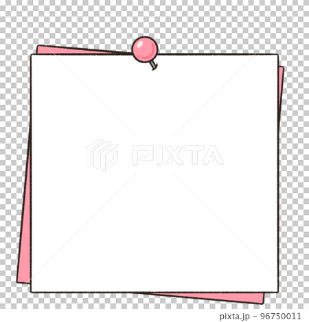 用圖釘固定的備忘錄紙的框架插圖 用圖釘固定的備忘錄紙的框架插圖 96750011