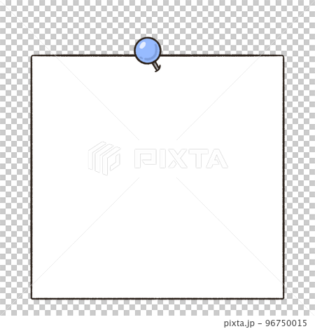 画鋲で留めたメモ用紙のフレームイラスト 96750015