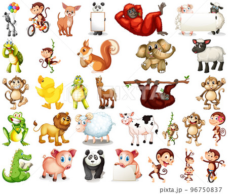 Set of animal cartoon character Set of animal cartoon character 96750837