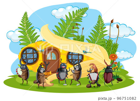 Happy insect in nature fairy tale scene 96751082