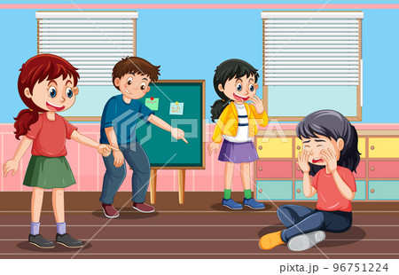 School bullying with student cartoon characters School bullying with student cartoon characters 96751224