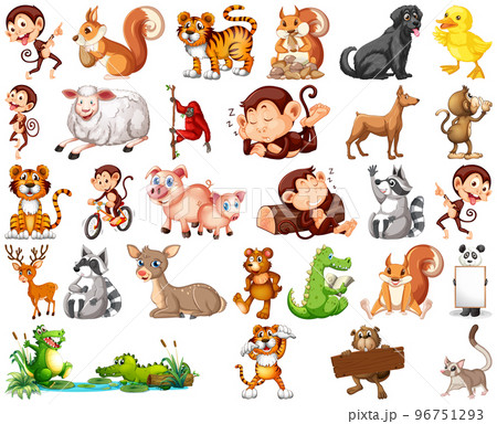 Set of animal cartoon character 96751293