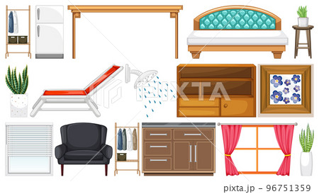 Furniture and household appliances on white background Furniture and household appliances on white background 96751359