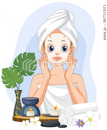 Spa woman applying facial mask 96751921