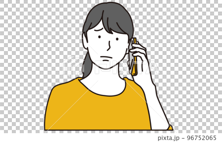 トラブルで電話をかけるアジア人女性 96752065