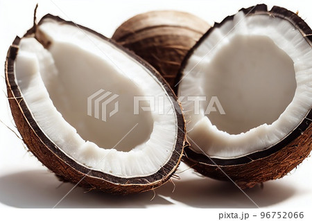 Snow-white cracked coconut fruit pulp for manufacture of fresh exotic milk 96752066
