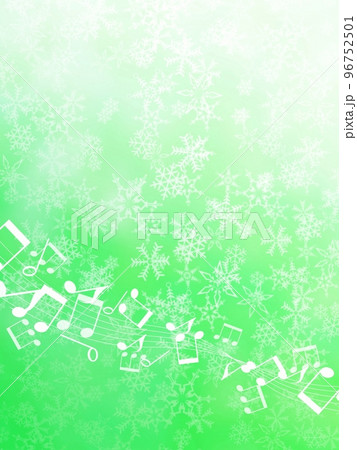 雪の結晶と音符の緑色の背景イラスト 雪の結晶と音符の緑色の背景イラスト 96752501