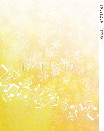 雪の結晶と音符の金色の背景イラスト 雪の結晶と音符の金色の背景イラスト 96752503