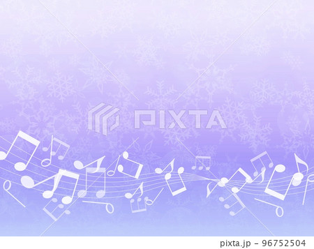 雪の結晶と音符の紫色の背景イラスト 96752504