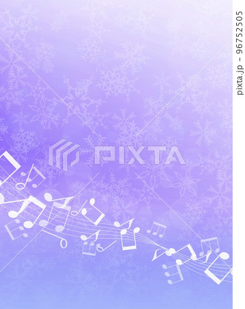 雪の結晶と音符の紫色の背景イラスト 96752505