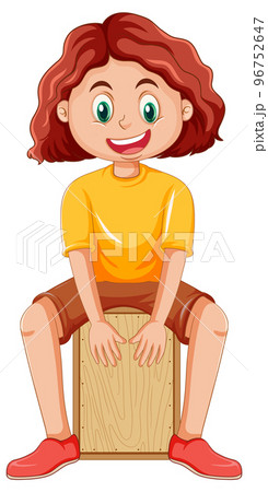 Girl playing cajon drum vector 96752647