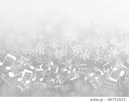 雪の結晶と音符のシルバーの背景イラスト 96752655