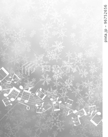 雪の結晶と音符のシルバーの背景イラスト 96752656