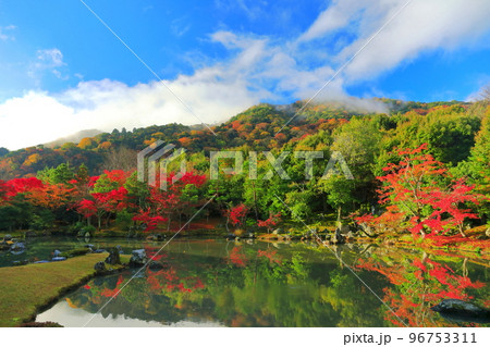 【京都府】シンメトリーな嵐山天龍寺の紅葉（曹源池庭園） 96753311