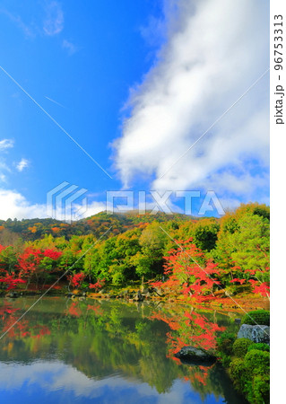 【京都府】シンメトリーな嵐山天龍寺の紅葉(曹源池庭園) 【京都府】シンメトリーな嵐山天龍寺の紅葉(曹源池庭園) 96753313