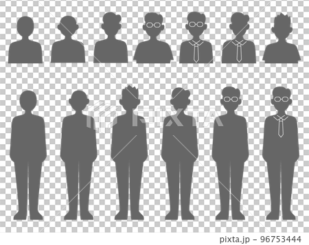 Male humanoid silhouette illustration set Male humanoid silhouette illustration set 96753444