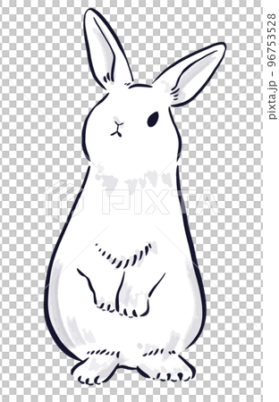 Rabbit illustration with ink painting touch 96753528