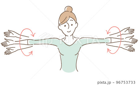 腕回しする女性（薄緑） 96753733