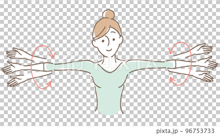 腕回しする女性（薄緑） 96753733