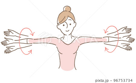 腕回しする女性（ピンク） 96753734