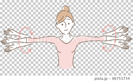 腕回しする女性（ピンク） 96753734