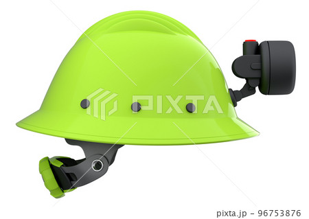 Green safety helmet or hard cap with flashlight isolated on wihte background Green safety helmet or hard cap with flashlight isolated on wihte background 96753876