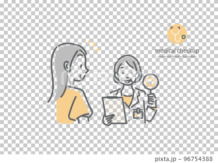 Female doctor and female patient informing test results Simple and stylish line drawing illustration 96754388