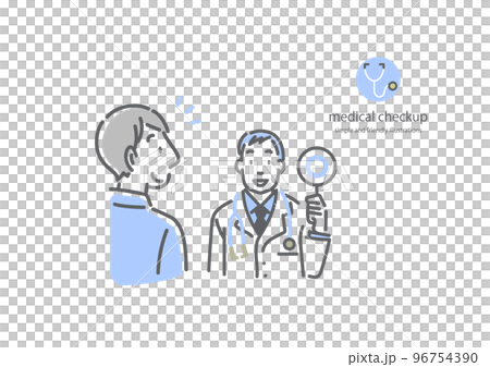A doctor and a male patient informing the test results Simple and stylish line drawing illustration A doctor and a male patient informing the test results Simple and stylish line drawing illustration 96754390