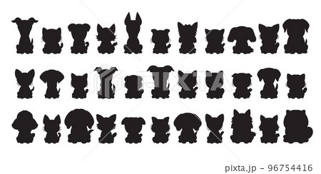 Different type of vector silhouette cats and dogs 96754416
