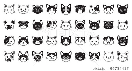 Different type of cartoon cat faces 96754417