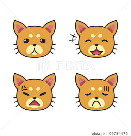 Set of cat faces showing different emotions 96754476