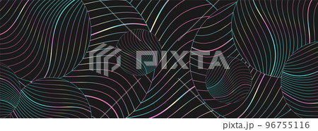 Black abstract background with holographic wavy pattern Black abstract background with holographic wavy pattern 96755116