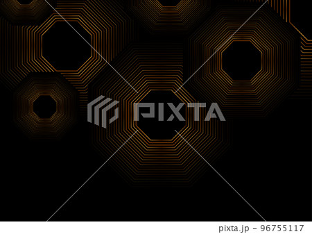 Deluxe golden minimal linear octagons abstract futuristic tech background 96755117