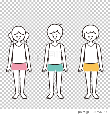正面から見た全身の子どもセット 正面から見た全身の子どもセット 96756153